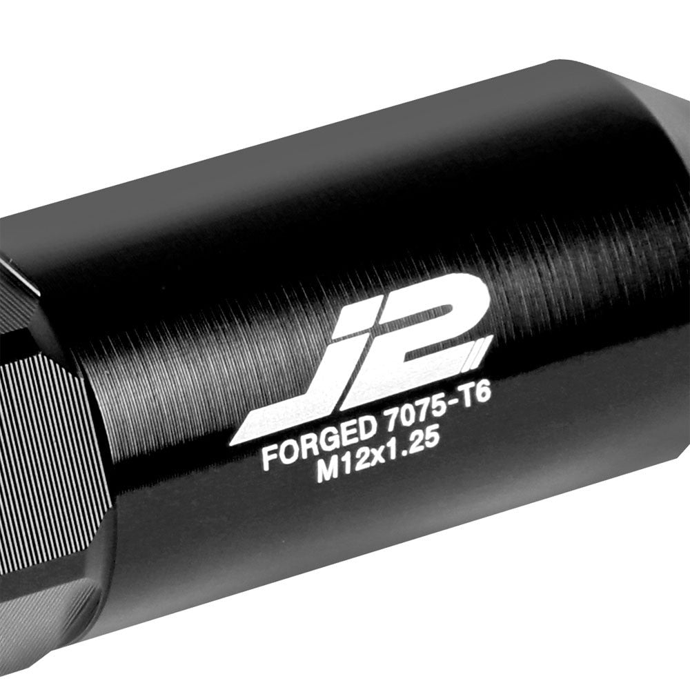 J2 Black Open End Acorn Tuner w/ Spike Cap Lug Nuts Conical Seat M12x1.25 T7-016-Car & Truck Wheels-BuildFastCar