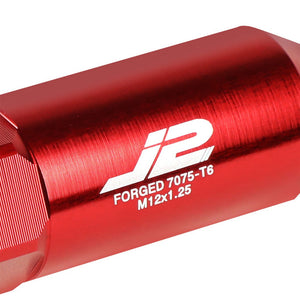 J2 Red Open End Acorn Tuner w/ Spike Cap Lug Nuts Conical Seat M12x1.25 T7-016-Car & Truck Wheels-BuildFastCar