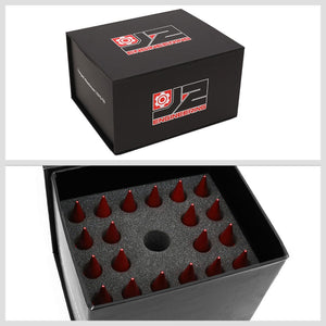 J2 Red Open End Acorn Tuner w/ Spike Cap Lug Nuts Conical Seat M12x1.25 T7-016-Car & Truck Wheels-BuildFastCar