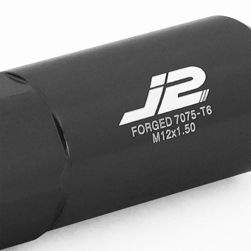 J2 Aluminum Black Open End Acorn Tuner+Spike Cap M12x1.50 25MM OD/107MM Lug Nuts-Car & Truck Wheels-BuildFastCar