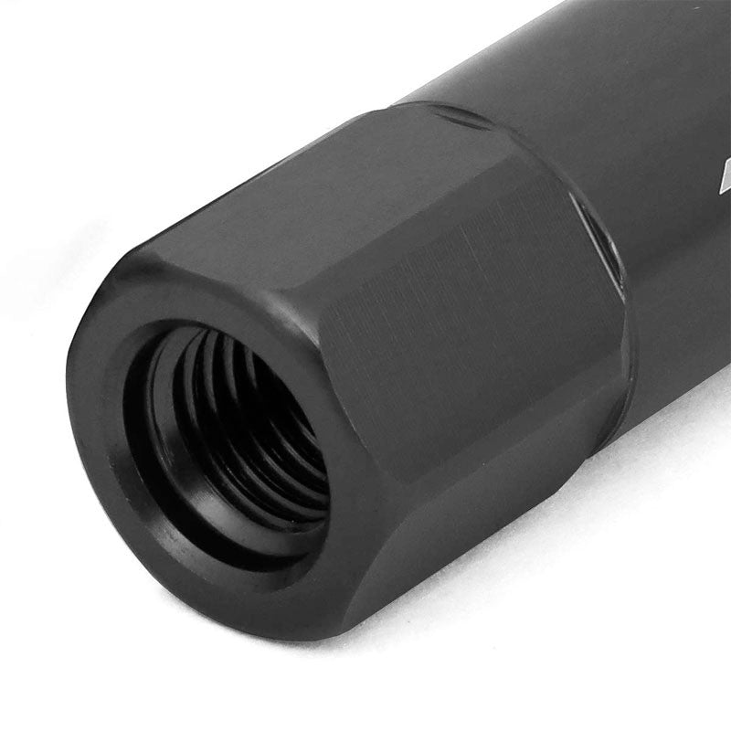 J2 Aluminum Black Open End Acorn Tuner+Spike Cap M12x1.50 25MM OD/107MM Lug Nuts-Car & Truck Wheels-BuildFastCar