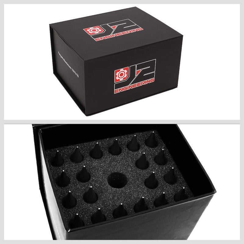 J2 Aluminum Black Open End Acorn Tuner+Spike Cap M12x1.50 25MM OD/107MM Lug Nuts-Car & Truck Wheels-BuildFastCar