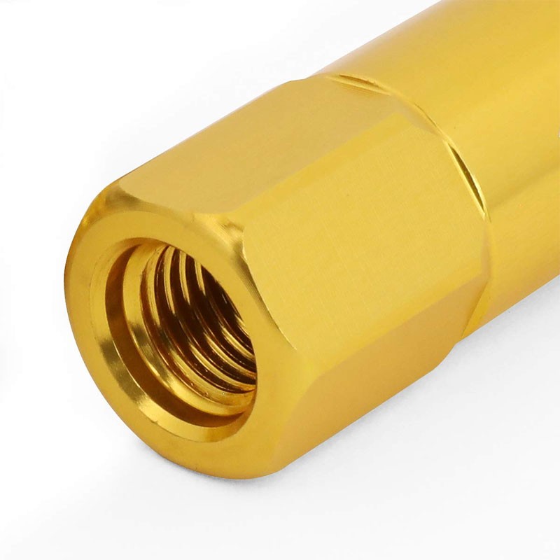 J2 Aluminum Gold Open End Acorn Tuner+Spike Cap M12x1.50 25MM OD/107MM Lug Nuts-Car & Truck Wheels-BuildFastCar