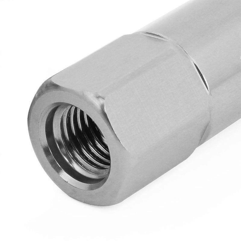 J2 Aluminum Silver Open End Acorn Tuner+Spike Cap M12x1.50 25MM OD/107MM Lug Nut-Car & Truck Wheels-BuildFastCar