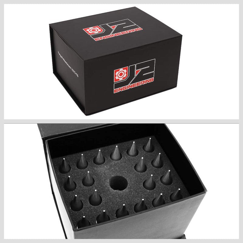 J2 Aluminum Silver Open End Acorn Tuner+Spike Cap M12x1.50 25MM OD/107MM Lug Nut-Car & Truck Wheels-BuildFastCar