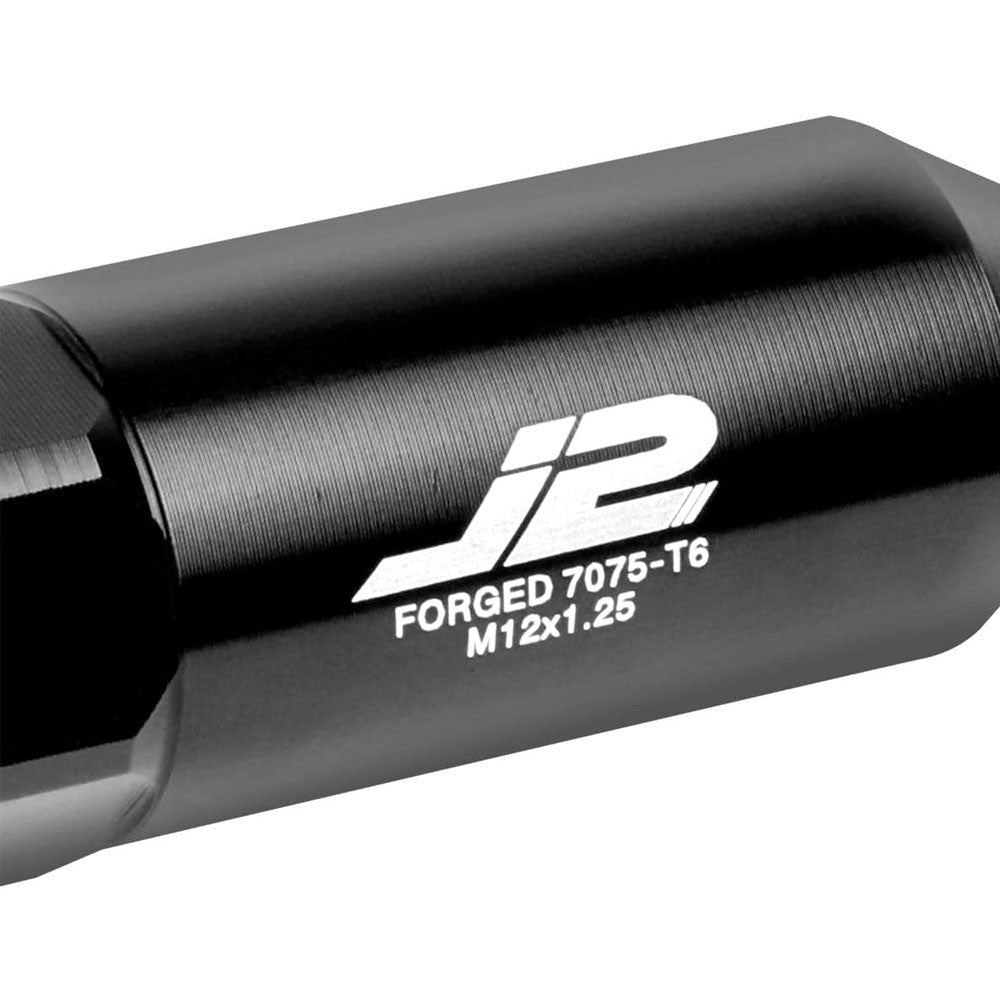 J2 Black Open End Acorn Tuner w/ Spike Cap Lug Nuts Conical Seat M12x1.25 T7-017-Car & Truck Wheels-BuildFastCar