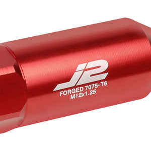J2 Red Open End Acorn Tuner w/ Spike Cap Lug Nuts Conical Seat M12x1.25 T7-017-Car & Truck Wheels-BuildFastCar