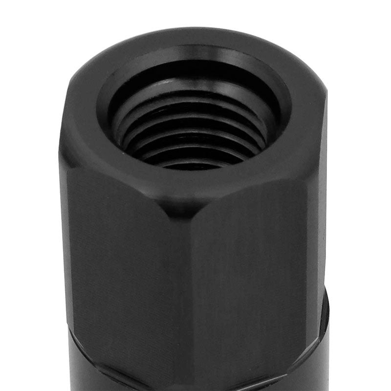 J2 Aluminum Black Open End Acorn Tuner+Spike Cap M12x1.50 25MM OD/90MM Lug Nuts-Car & Truck Wheels-BuildFastCar-BFC-LN-T7-017-15-BK