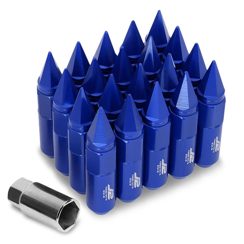 J2 Aluminum Blue Open End Acorn Tuner+Spike Cap M12 x 1.50 25MM OD/90MM Lug Nuts-Car &amp; Truck Wheels-BuildFastCar-BFC-LN-T7-017-15-BL