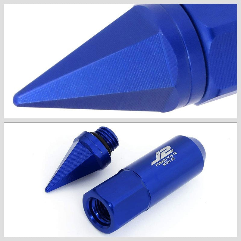 J2 Aluminum Blue Open End Acorn Tuner+Spike Cap M12 x 1.50 25MM OD/90MM Lug Nuts-Car & Truck Wheels-BuildFastCar-BFC-LN-T7-017-15-BL