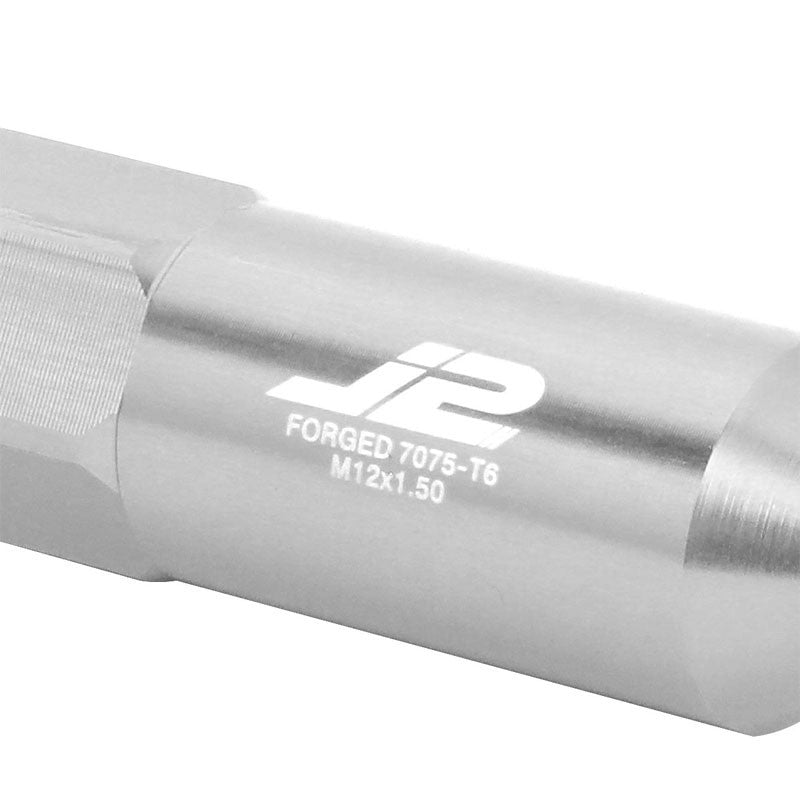 J2 Aluminum Silver Open End Acorn Tuner+Spike Cap M12x1.50 25MM OD/90MM Lug Nuts-Car & Truck Wheels-BuildFastCar-BFC-LN-T7-017-15-SL