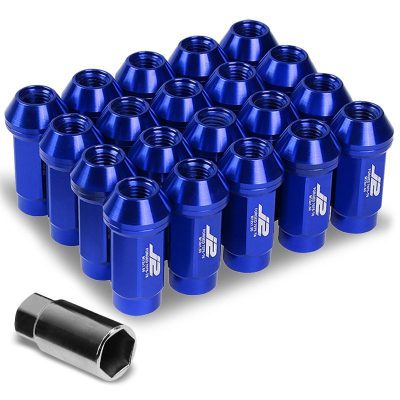 J2 Blue Close End Acorn Tuner 25MM OD/50MM M12 x 1.50 20 Pcs Lug Nuts+Adapter-Car &amp; Truck Wheels-BuildFastCar