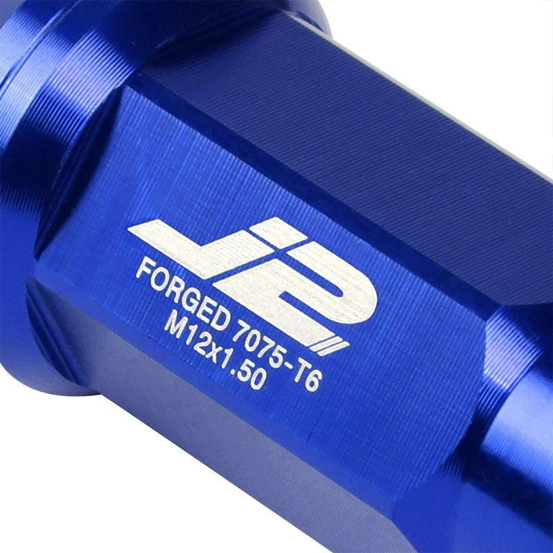 J2 Blue Close End Acorn Tuner 25MM OD/50MM M12 x 1.50 20 Pcs Lug Nuts+Adapter-Car & Truck Wheels-BuildFastCar