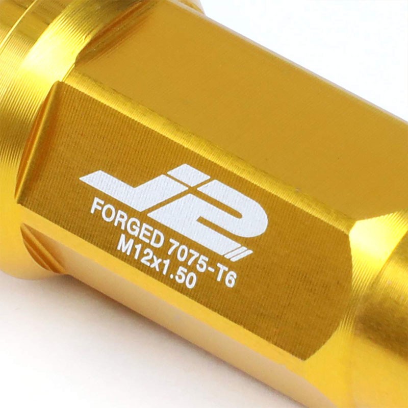 J2 Gold Close End Acorn Tuner 25MM OD/50MM M12 x 1.50 20 Pcs Lug Nuts+Adapter-Car & Truck Wheels-BuildFastCar