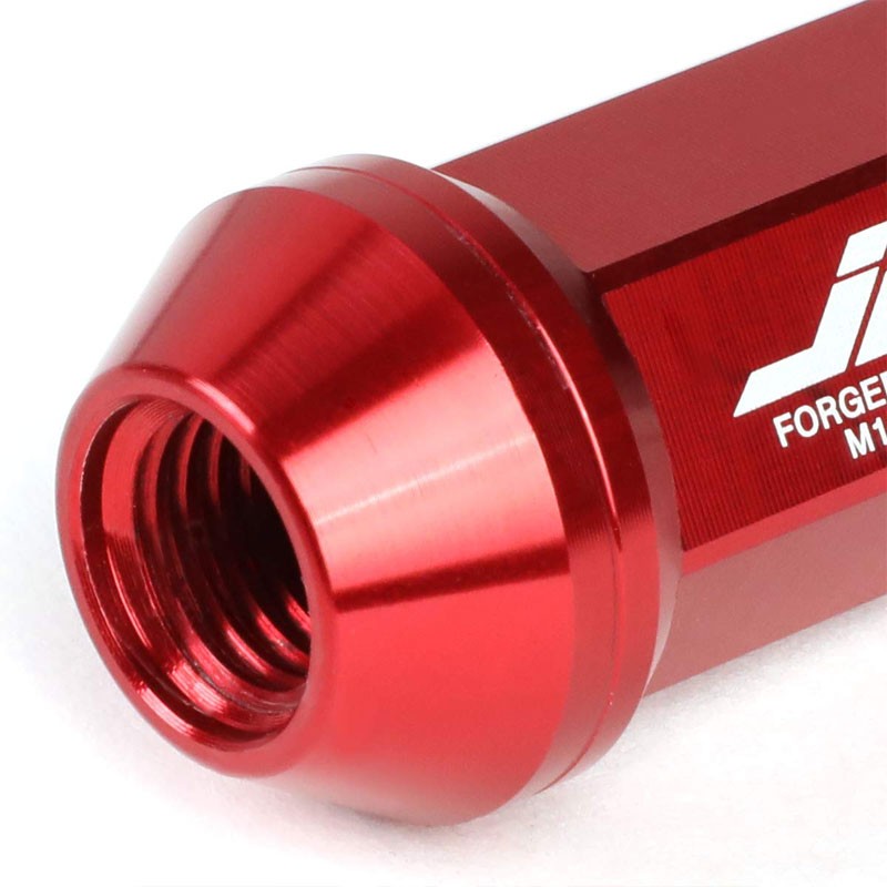 J2 Red Close End Acorn Tuner 25MM OD/50MM M12 x 1.50 Lug Nuts 20 Pcs Set+Adapter-Car & Truck Wheels-BuildFastCar