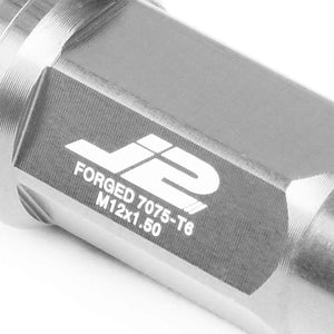 J2 Silver Close End Acorn Tuner 25MM OD/50MM M12 x 1.50 20 Pcs Lug Nuts+Adapter-Car & Truck Wheels-BuildFastCar