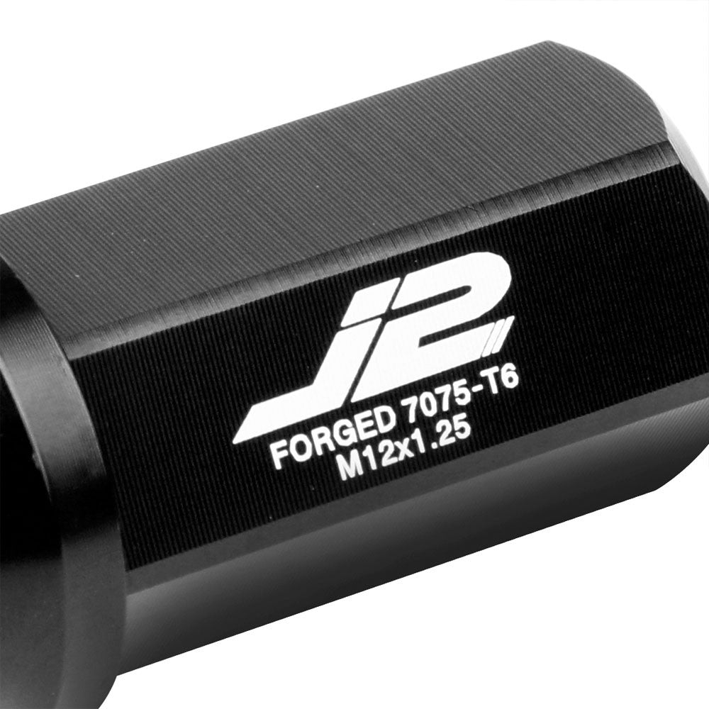 J2 Aluminum Black Open End Acorn Tuner Lug Nuts Conical Seat M12x1.25 T7-019-Car & Truck Wheels-BuildFastCar