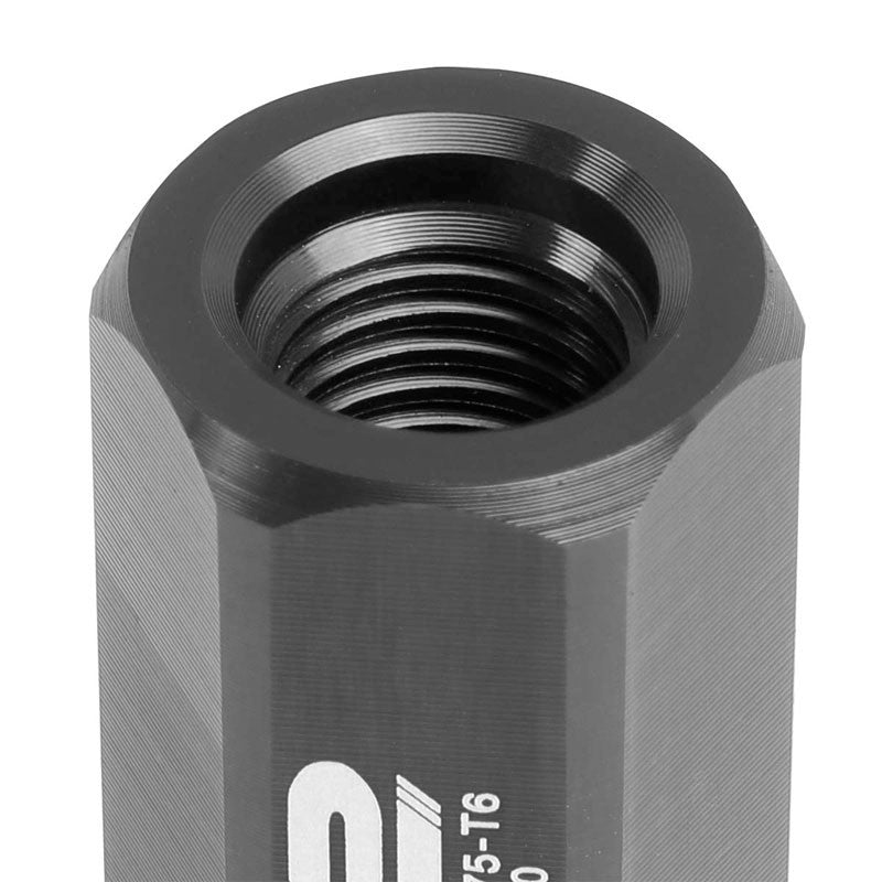 J2 Aluminum Black Open End Acorn Tuner M12 x 1.50 25MM OD/45MM Height Lug Nuts-Car & Truck Wheels-BuildFastCar