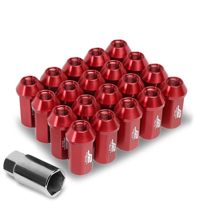 J2 Aluminum Red Open End Acorn Tuner M12 x 1.50 25MM OD/45MM Height Lug Nuts-Car & Truck Wheels-BuildFastCar