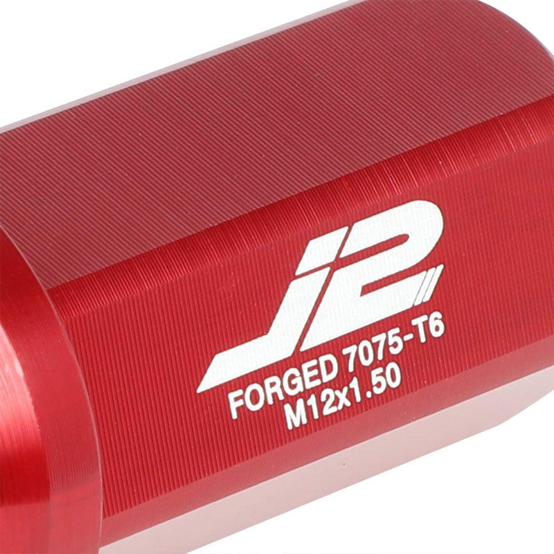 J2 Aluminum Red Open End Acorn Tuner M12 x 1.50 25MM OD/45MM Height Lug Nuts-Car & Truck Wheels-BuildFastCar