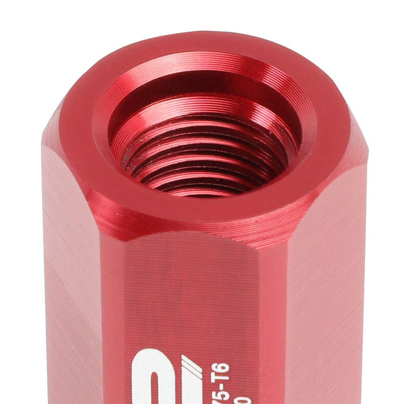 J2 Aluminum Red Open End Acorn Tuner M12 x 1.50 25MM OD/45MM Height Lug Nuts-Car & Truck Wheels-BuildFastCar