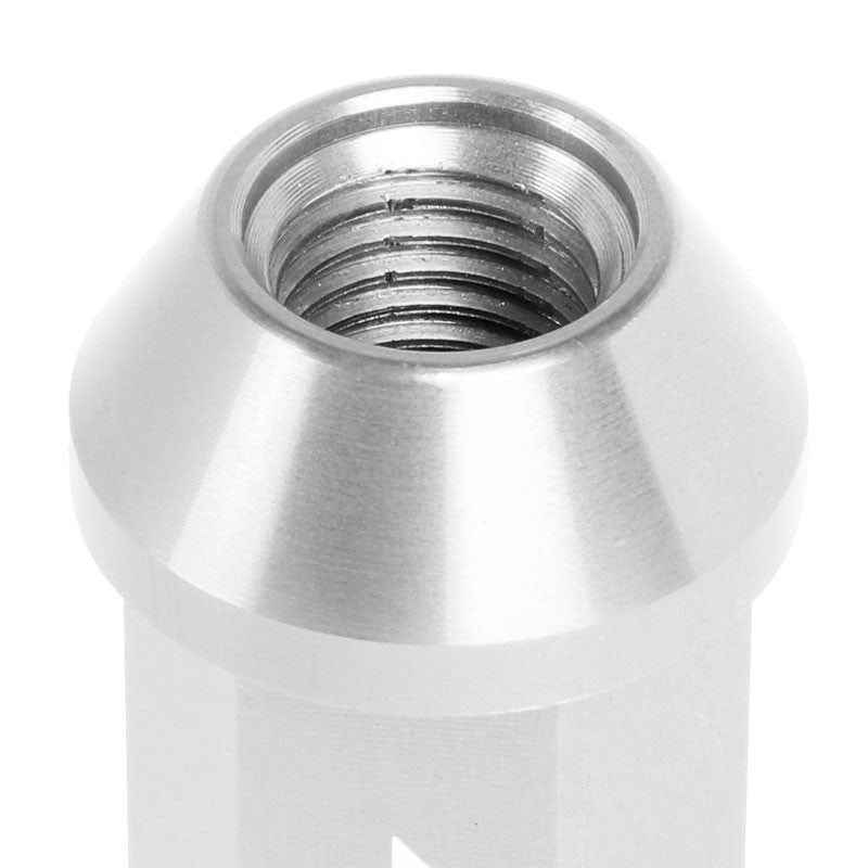 J2 Aluminum Silver Open End Acorn Tuner M12 x 1.50 25MM OD/45MM Height Lug Nuts-Car & Truck Wheels-BuildFastCar
