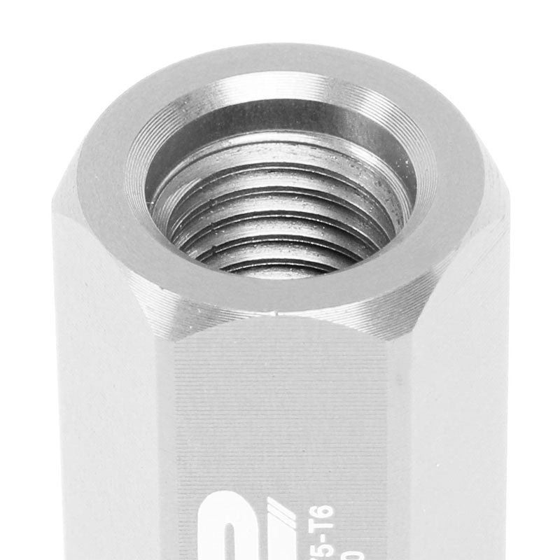 J2 Aluminum Silver Open End Acorn Tuner M12 x 1.50 25MM OD/45MM Height Lug Nuts-Car & Truck Wheels-BuildFastCar