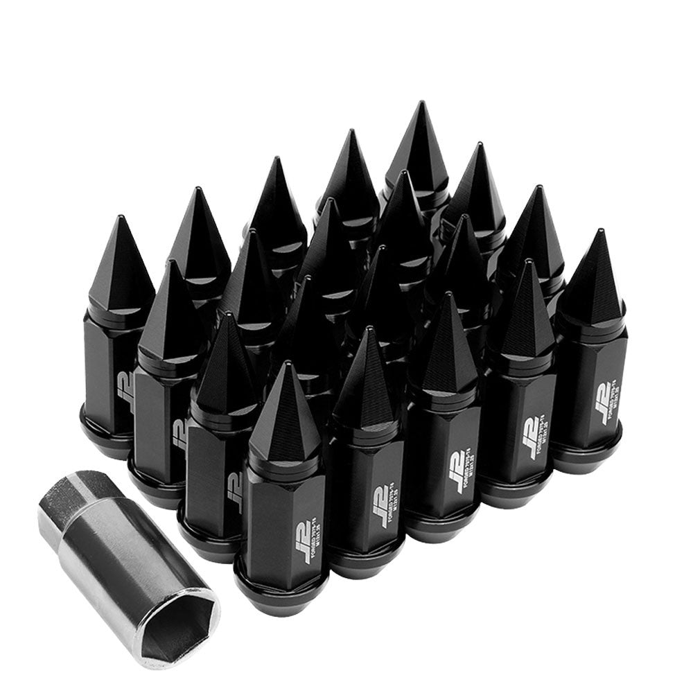 J2 Black Open End Acorn Tuner w/Spike Cap Lug Nuts Conical Seat M12x1.25 T7-020