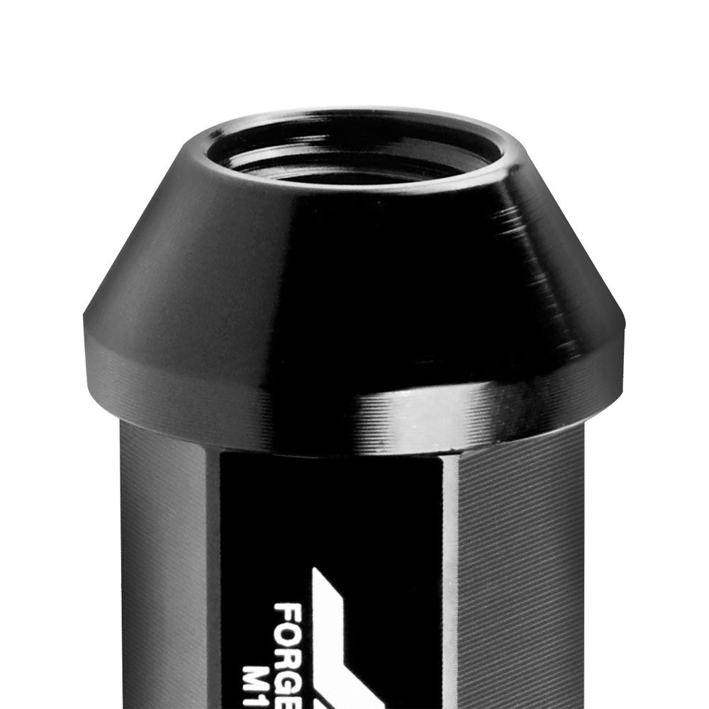 J2 Black Open End Acorn Tuner w/Spike Cap Lug Nuts Conical Seat M12x1.25 T7-020-Car & Truck Wheels-BuildFastCar