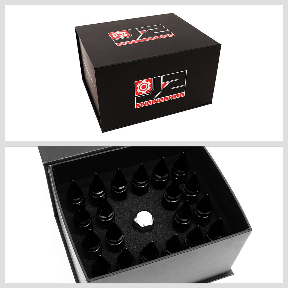 J2 Black Open End Acorn Tuner w/Spike Cap Lug Nuts Conical Seat M12x1.25 T7-020-Car & Truck Wheels-BuildFastCar