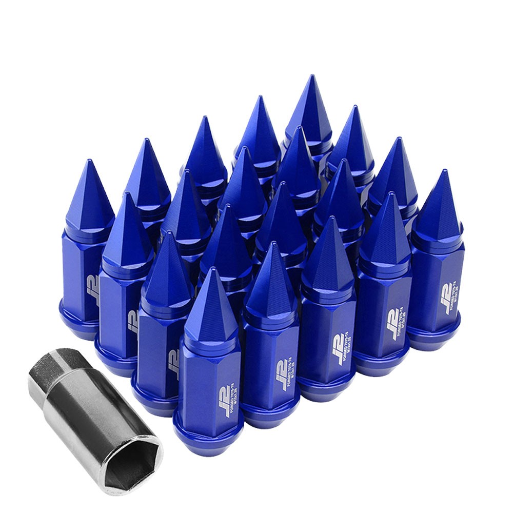 J2 Blue Open End Acorn Tuner w/Spike Cap Lug Nuts Conical Seat M12x1.25 T7-020