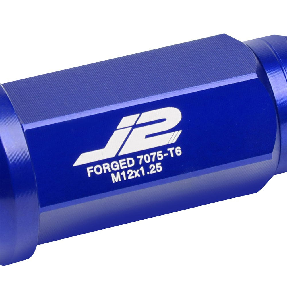 J2 Blue Open End Acorn Tuner w/Spike Cap Lug Nuts Conical Seat M12x1.25 T7-020-Car & Truck Wheels-BuildFastCar
