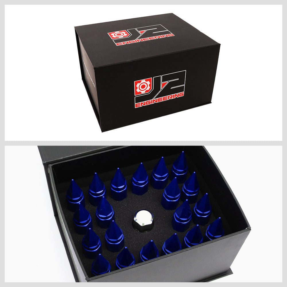 J2 Blue Open End Acorn Tuner w/Spike Cap Lug Nuts Conical Seat M12x1.25 T7-020-Car & Truck Wheels-BuildFastCar
