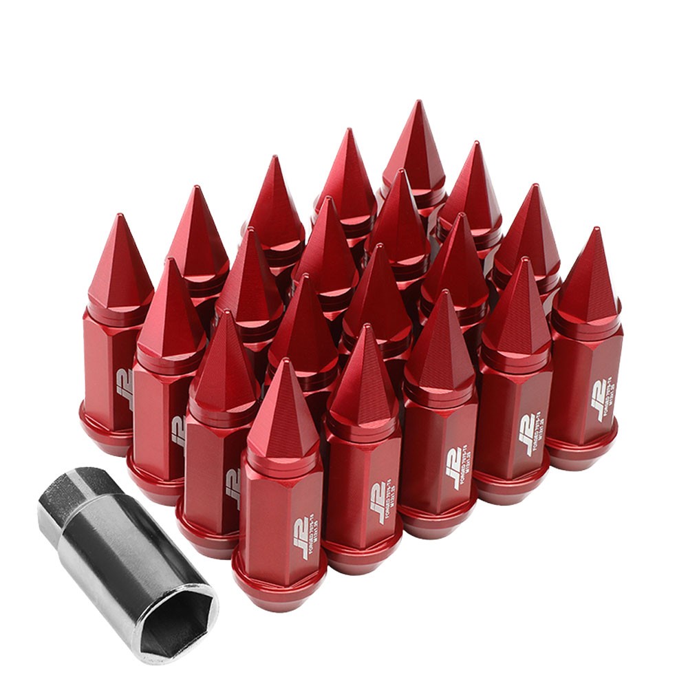 J2 Red Open End Acorn Tuner w/Spike Cap Lug Nuts Conical Seat M12x1.25 T7-020