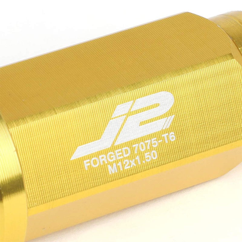 J2 Aluminum Gold Open End Acorn Tuner+Spike Cap M12 x 1.50 25MM OD/75MM Lug Nuts-Car & Truck Wheels-BuildFastCar