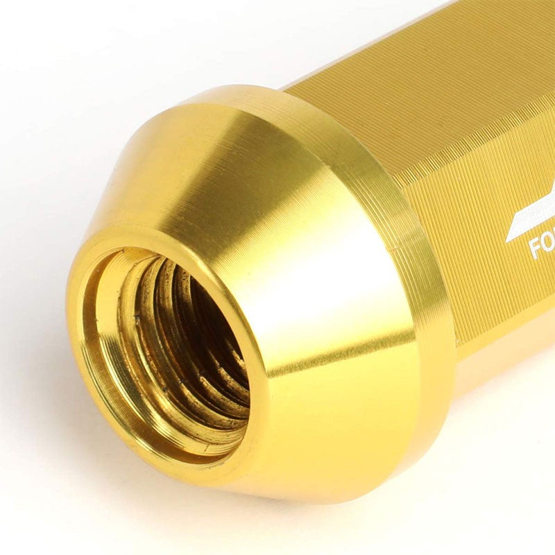 J2 Aluminum Gold Open End Acorn Tuner+Spike Cap M12 x 1.50 25MM OD/75MM Lug Nuts-Car & Truck Wheels-BuildFastCar