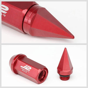 J2 Aluminum Red Open End Acorn Tuner+Spike Cap M12 x 1.50 25MM OD/75MM Lug Nuts-Car & Truck Wheels-BuildFastCar