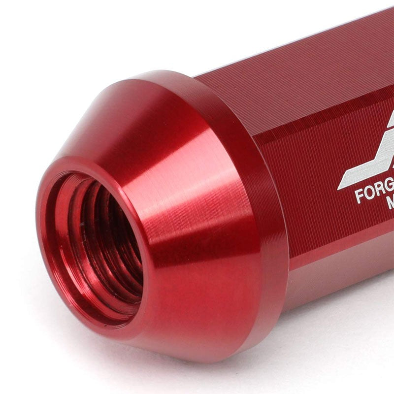 J2 Aluminum Red Open End Acorn Tuner+Spike Cap M12 x 1.50 25MM OD/75MM Lug Nuts-Car & Truck Wheels-BuildFastCar