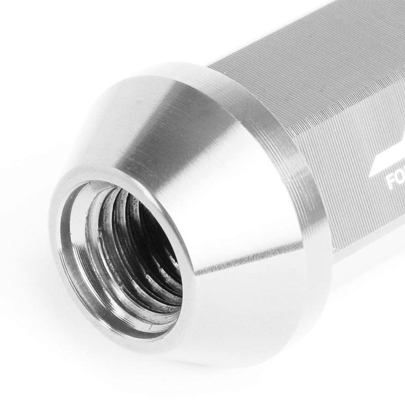 J2 Aluminum Silver Open End Acorn Tuner+Spike Cap M12x1.50 25MM OD/75MM Lug Nuts-Car & Truck Wheels-BuildFastCar