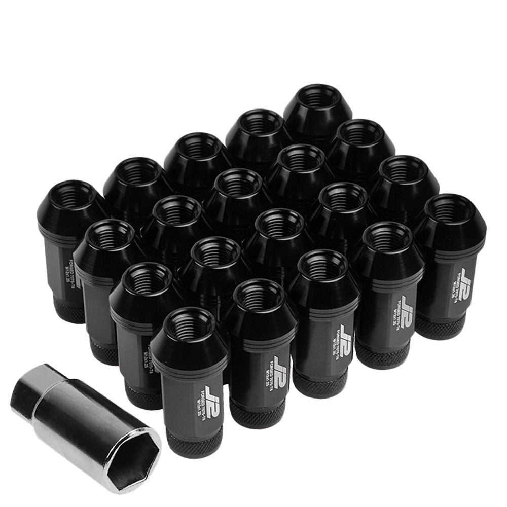 J2 Black Open Knurled End Acorn Tuner Lug Nuts Conical Seat M12x1.25 T7-021