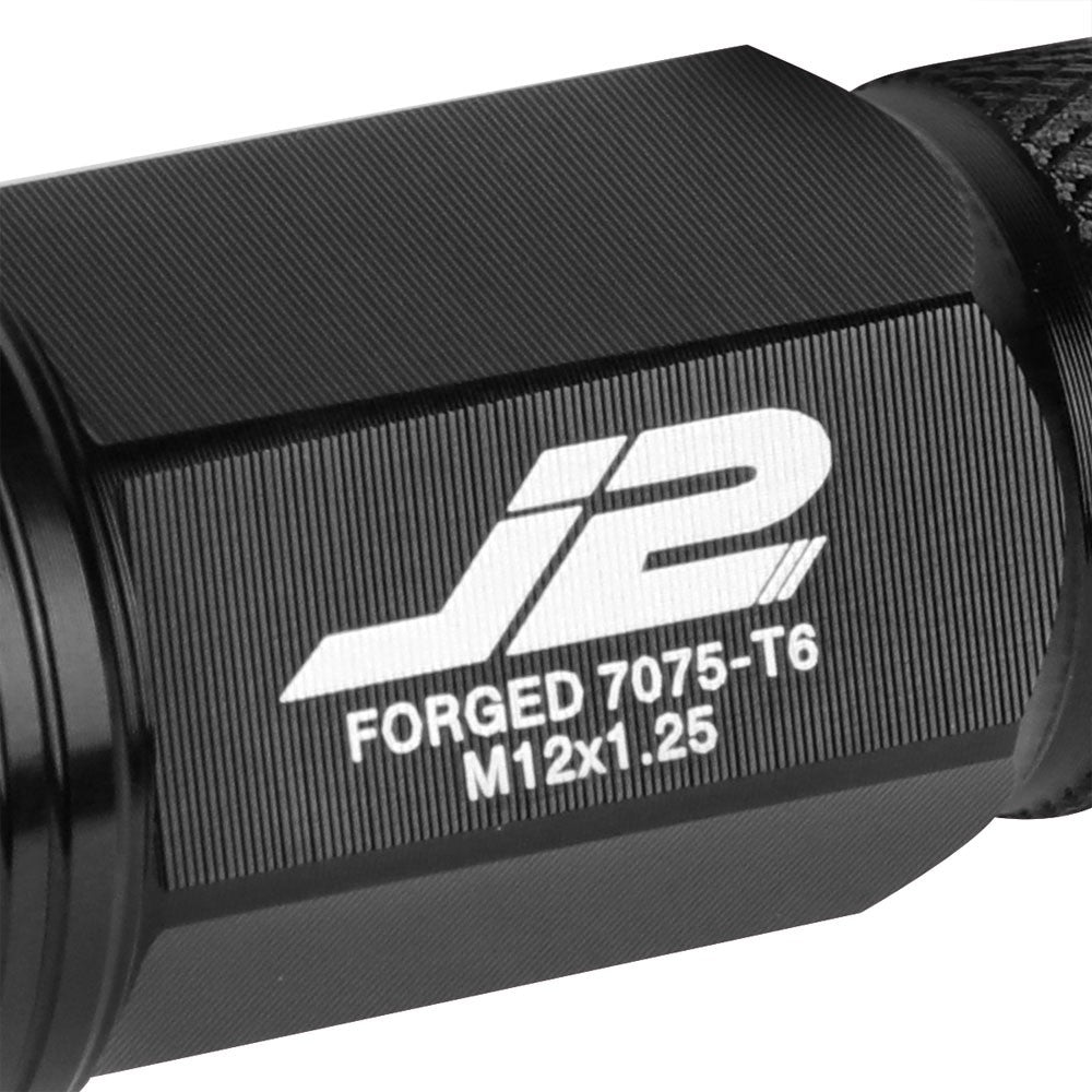 J2 Black Open Knurled End Acorn Tuner Lug Nuts Conical Seat M12x1.25 T7-021-Car & Truck Wheels-BuildFastCar