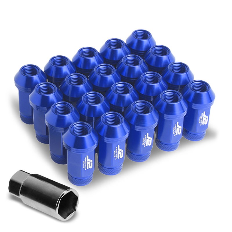 J2 Aluminum Blue Open Knurled Top Acorn Tuner M12 x 1.50 25MM OD/50MM Lug Nuts-Car &amp; Truck Wheels-BuildFastCar