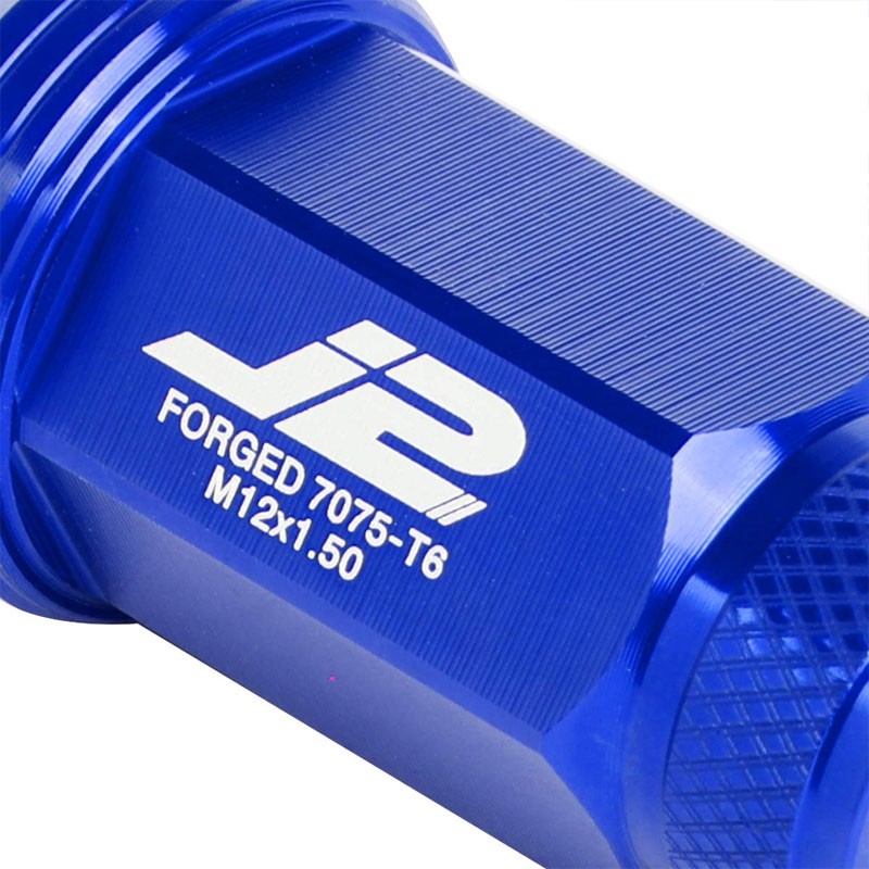 J2 Aluminum Blue Open Knurled Top Acorn Tuner M12 x 1.50 25MM OD/50MM Lug Nuts-Car & Truck Wheels-BuildFastCar