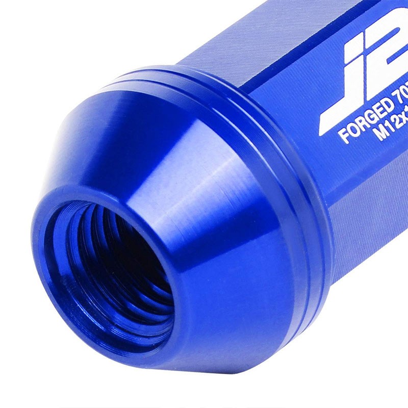 J2 Aluminum Blue Open Knurled Top Acorn Tuner M12 x 1.50 25MM OD/50MM Lug Nuts-Car & Truck Wheels-BuildFastCar