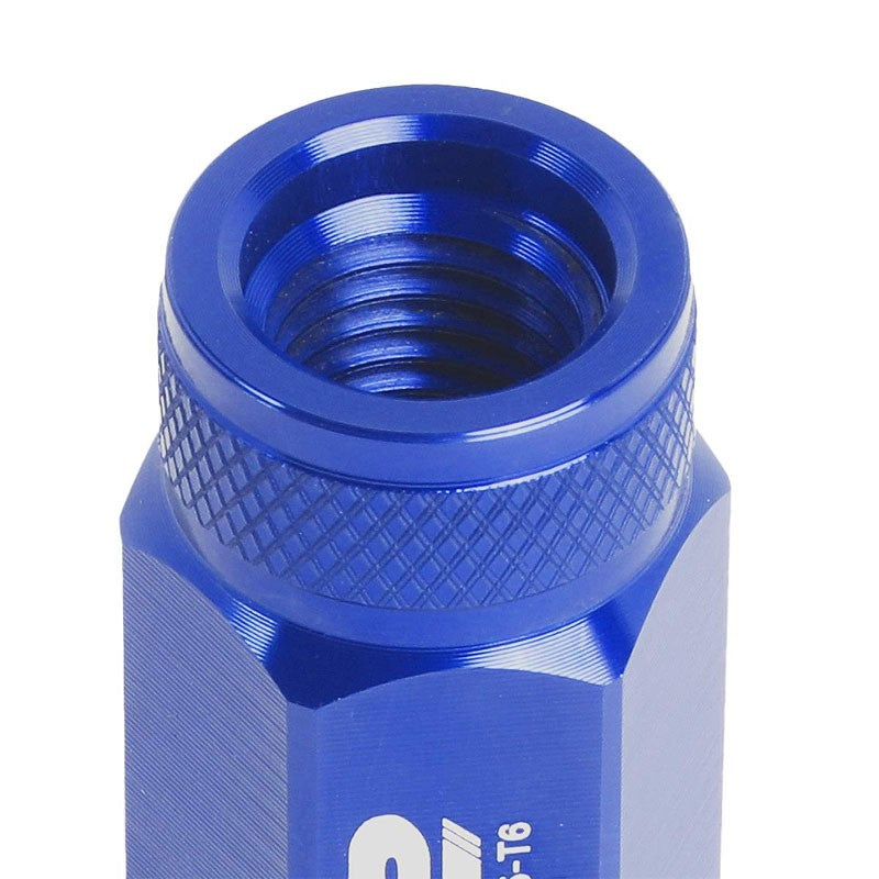 J2 Aluminum Blue Open Knurled Top Acorn Tuner M12 x 1.50 25MM OD/50MM Lug Nuts-Car & Truck Wheels-BuildFastCar