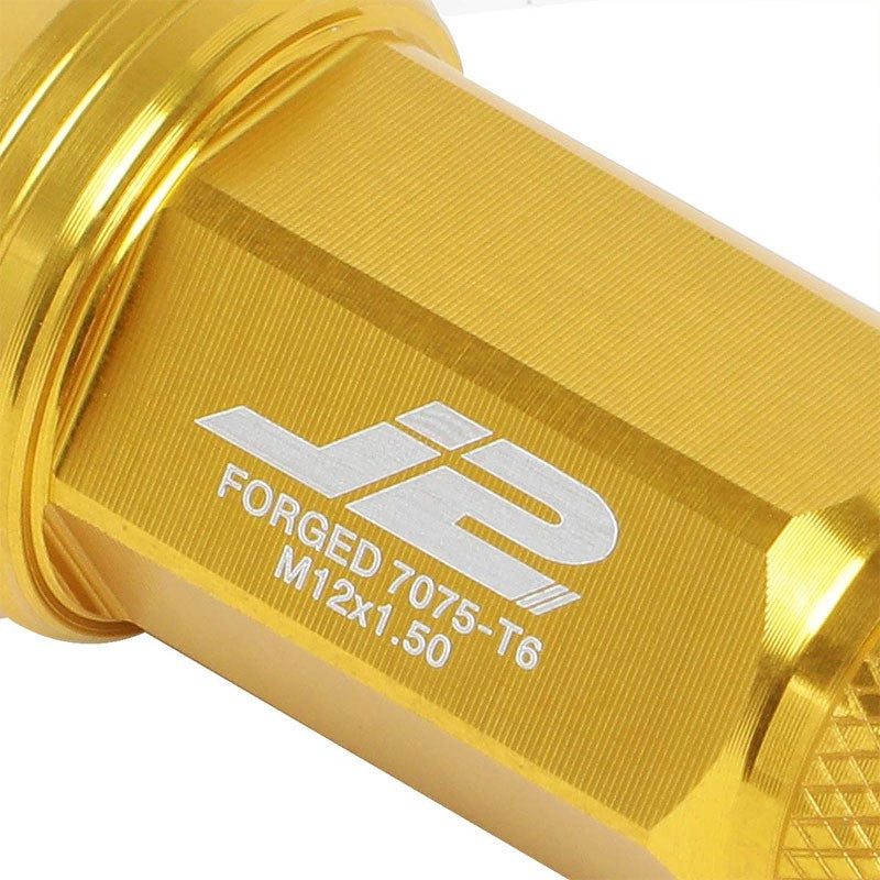 J2 Aluminum Gold Open Knurled Top Acorn Tuner M12 x 1.50 25MM OD/50MM Lug Nuts-Car & Truck Wheels-BuildFastCar