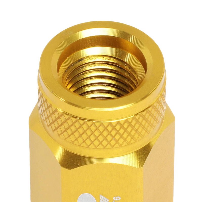 J2 Aluminum Gold Open Knurled Top Acorn Tuner M12 x 1.50 25MM OD/50MM Lug Nuts-Car & Truck Wheels-BuildFastCar