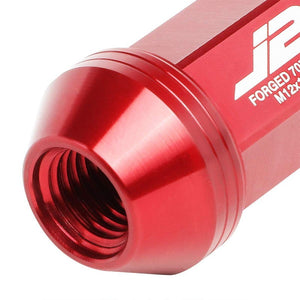 J2 Aluminum Red Open Knurled Top Acorn Tuner M12 x 1.50 25MM OD/50MM Lug Nuts-Car & Truck Wheels-BuildFastCar