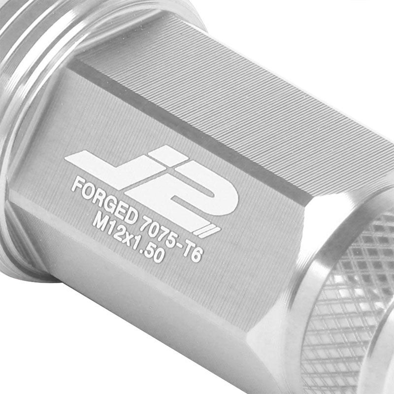 J2 Aluminum Silver Open Knurled Top Acorn Tuner M12 x 1.50 25MM OD/50MM Lug Nuts-Car & Truck Wheels-BuildFastCar