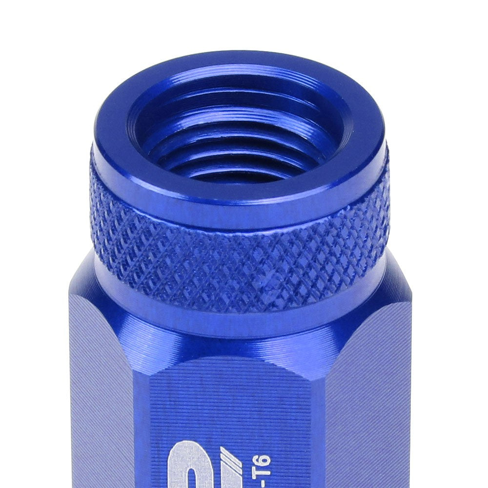 J2 Blue Open Knurled End Acorn Spike Cap Lug Nuts Conical Seat M12x1.25 T7-022-Car & Truck Wheels-BuildFastCar